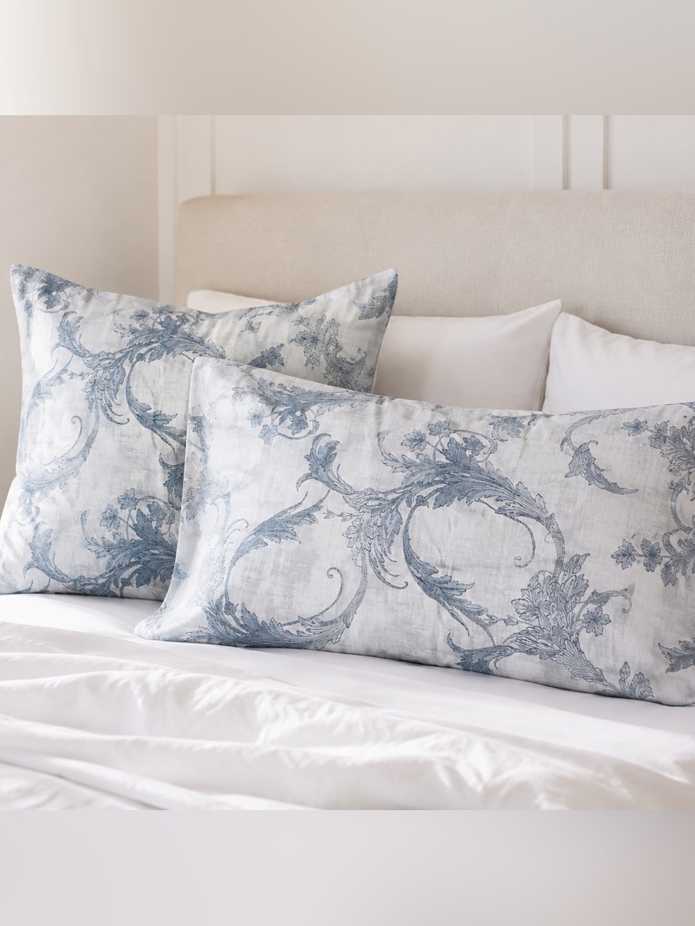 Blue White King Pillowcase Euro Sham Set French Country Cottagecore Dea Italy